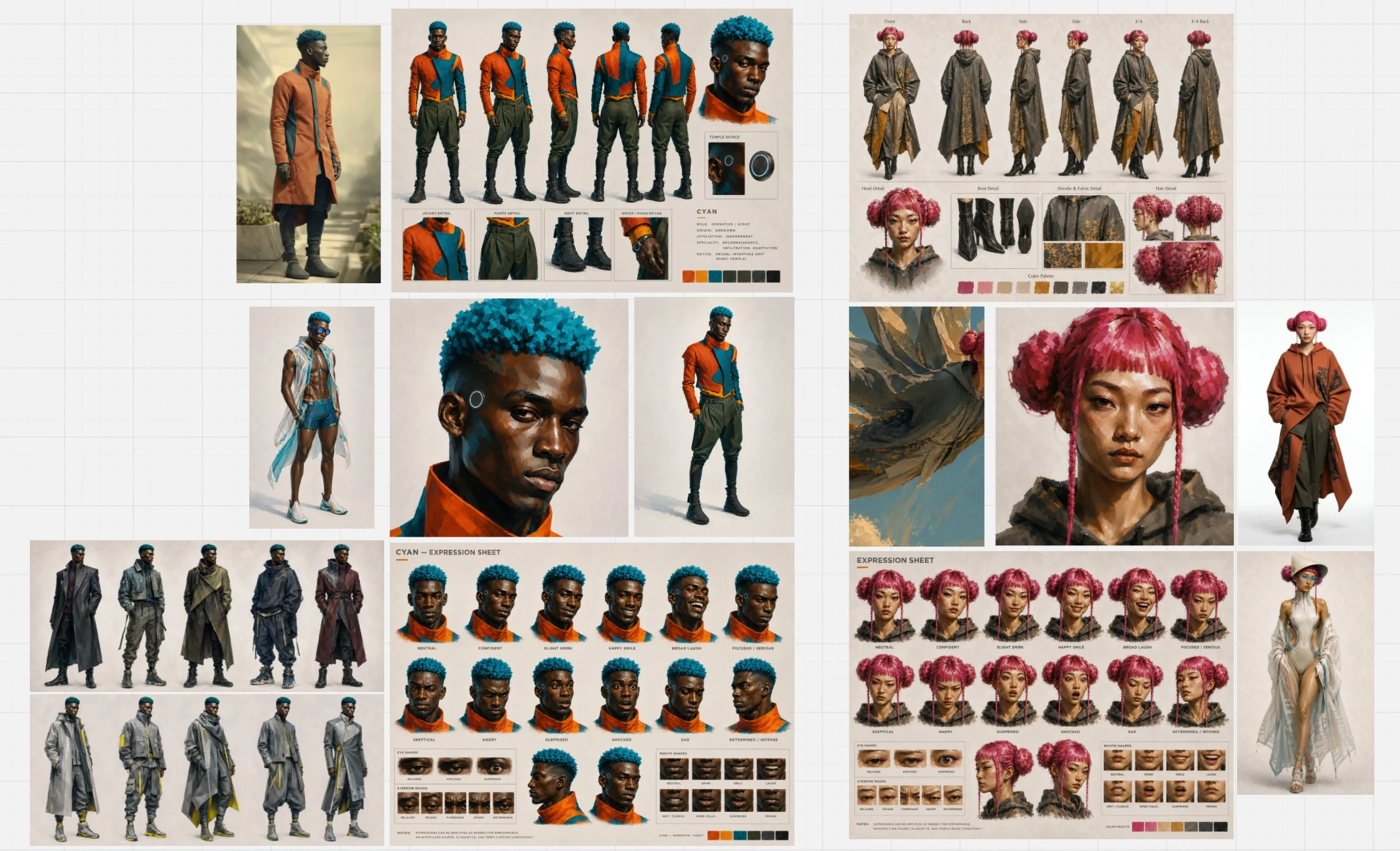 Character and costume moodboard for After Eternity