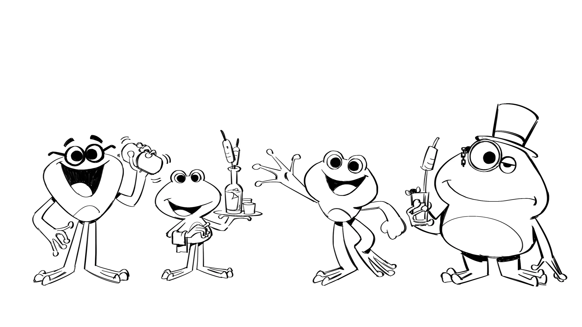 Frog character pose studies