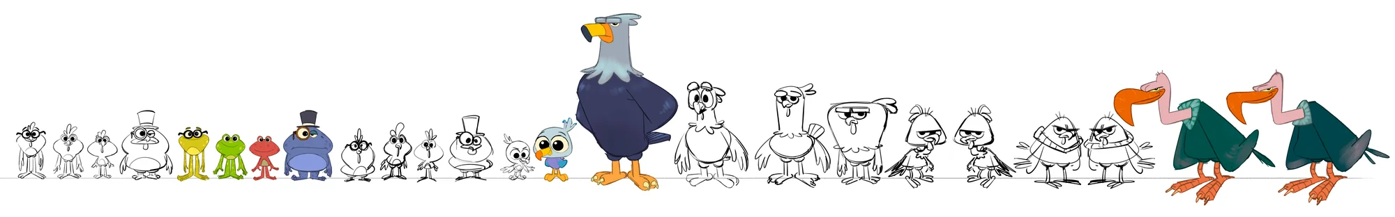 Character lineup and drawing studies