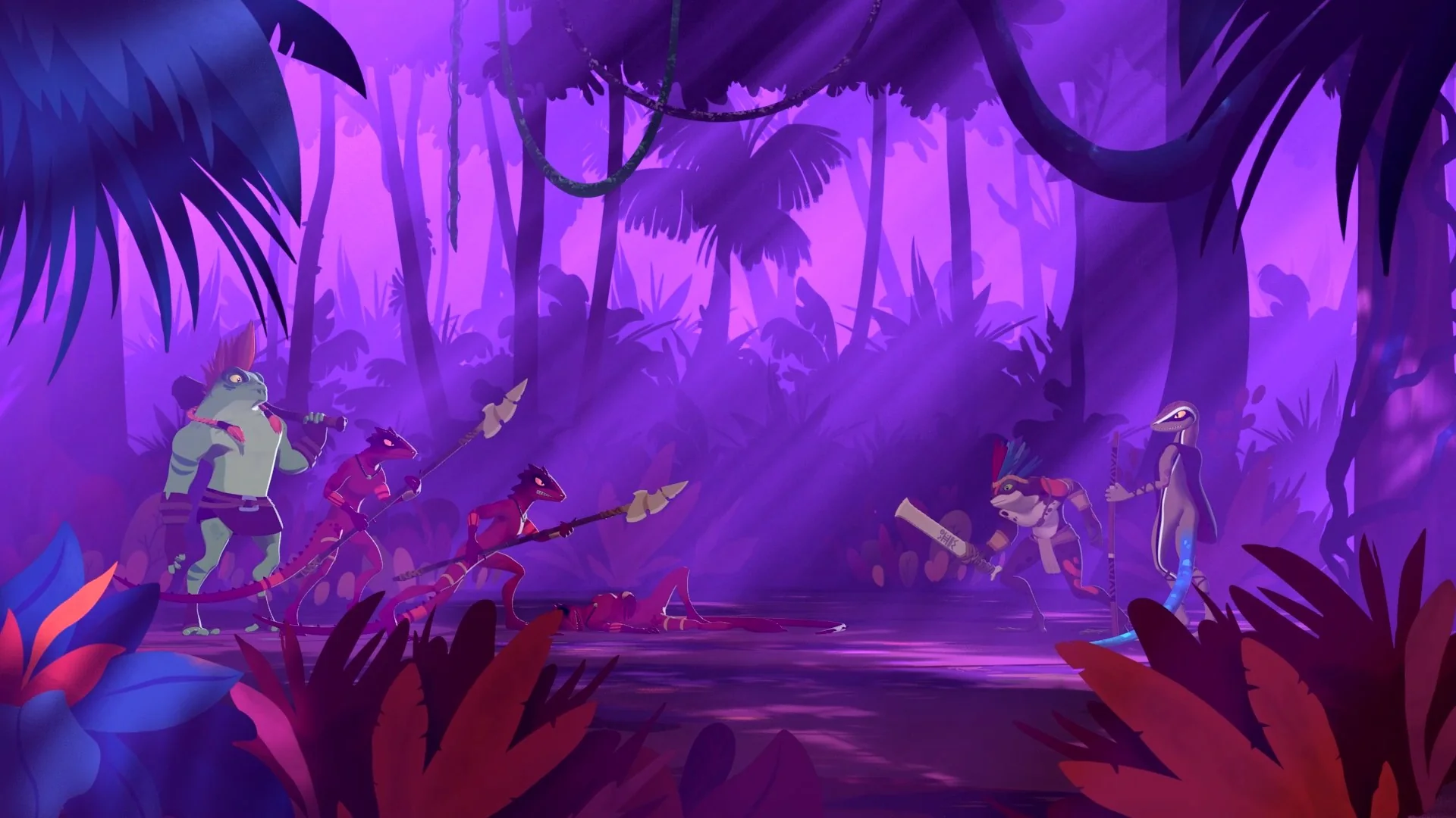 Amazon rainforest action scene
