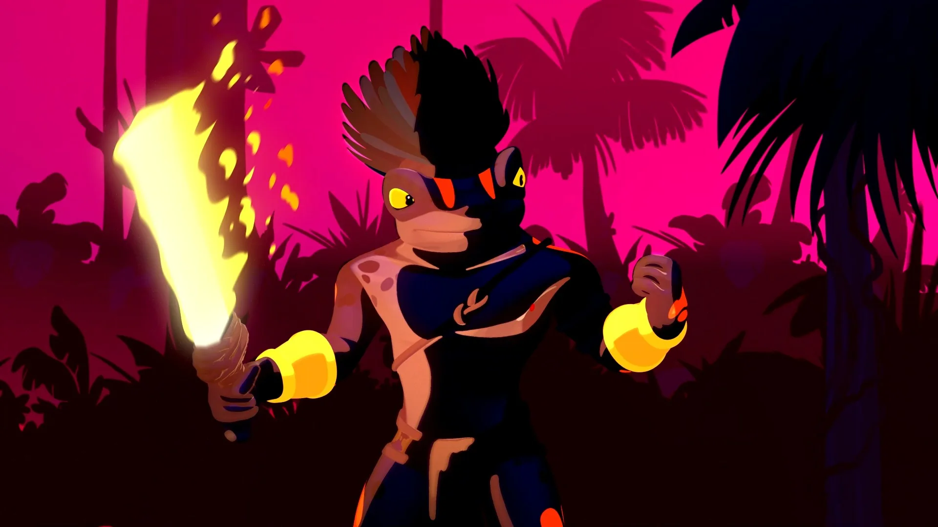 Veneno character with torch