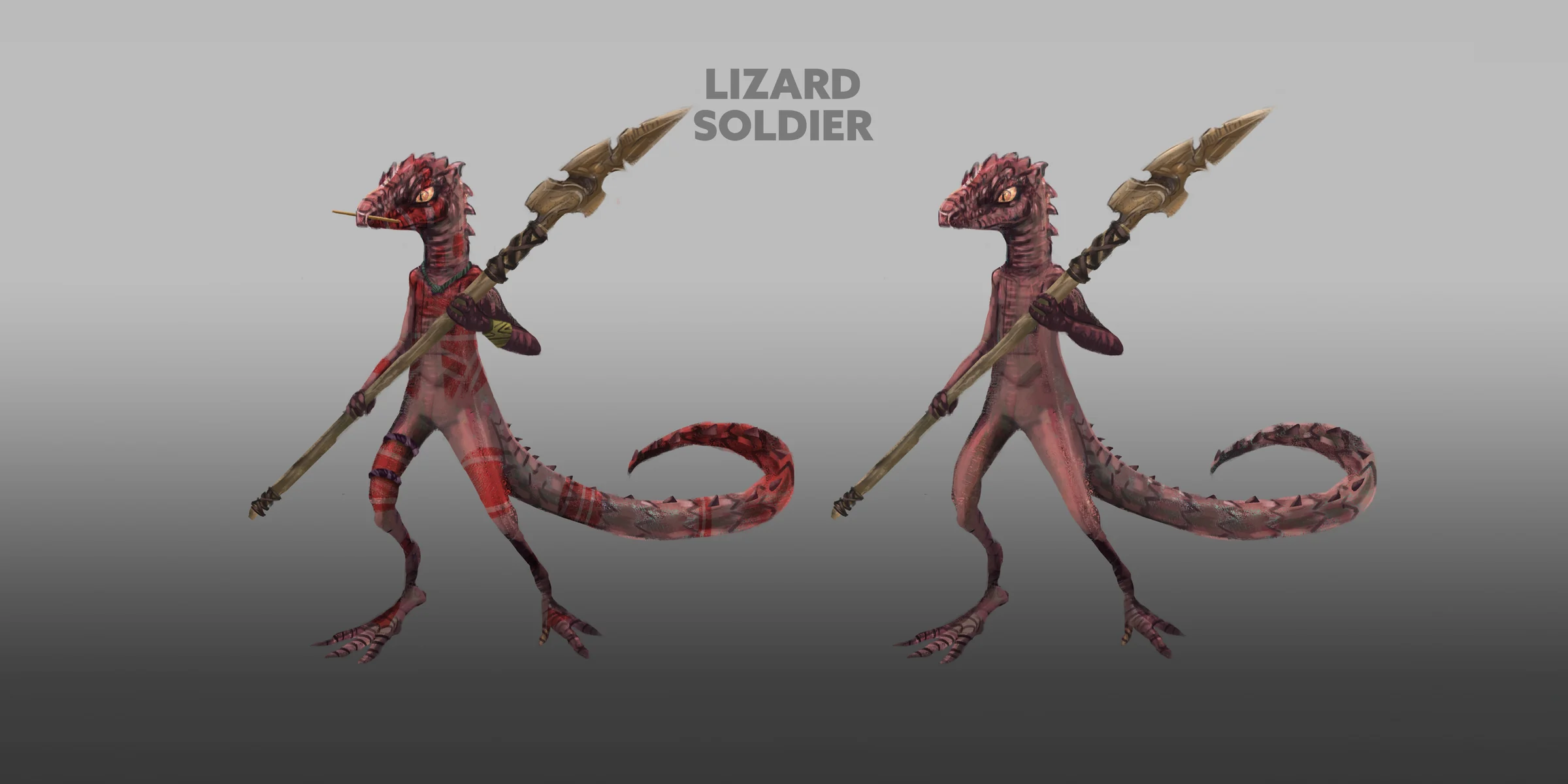 Lizard Soldier character designs