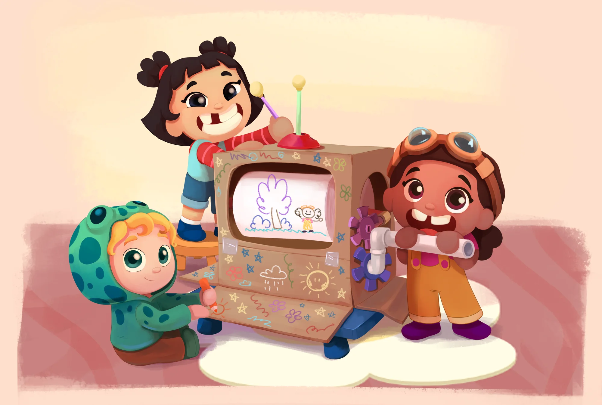 Kaia and friends creating together